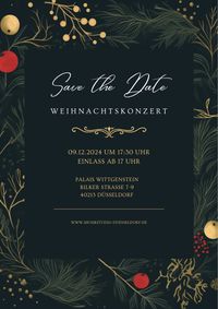 Dark Green And Gold Vintage Christmas Dinner Invitation Poster